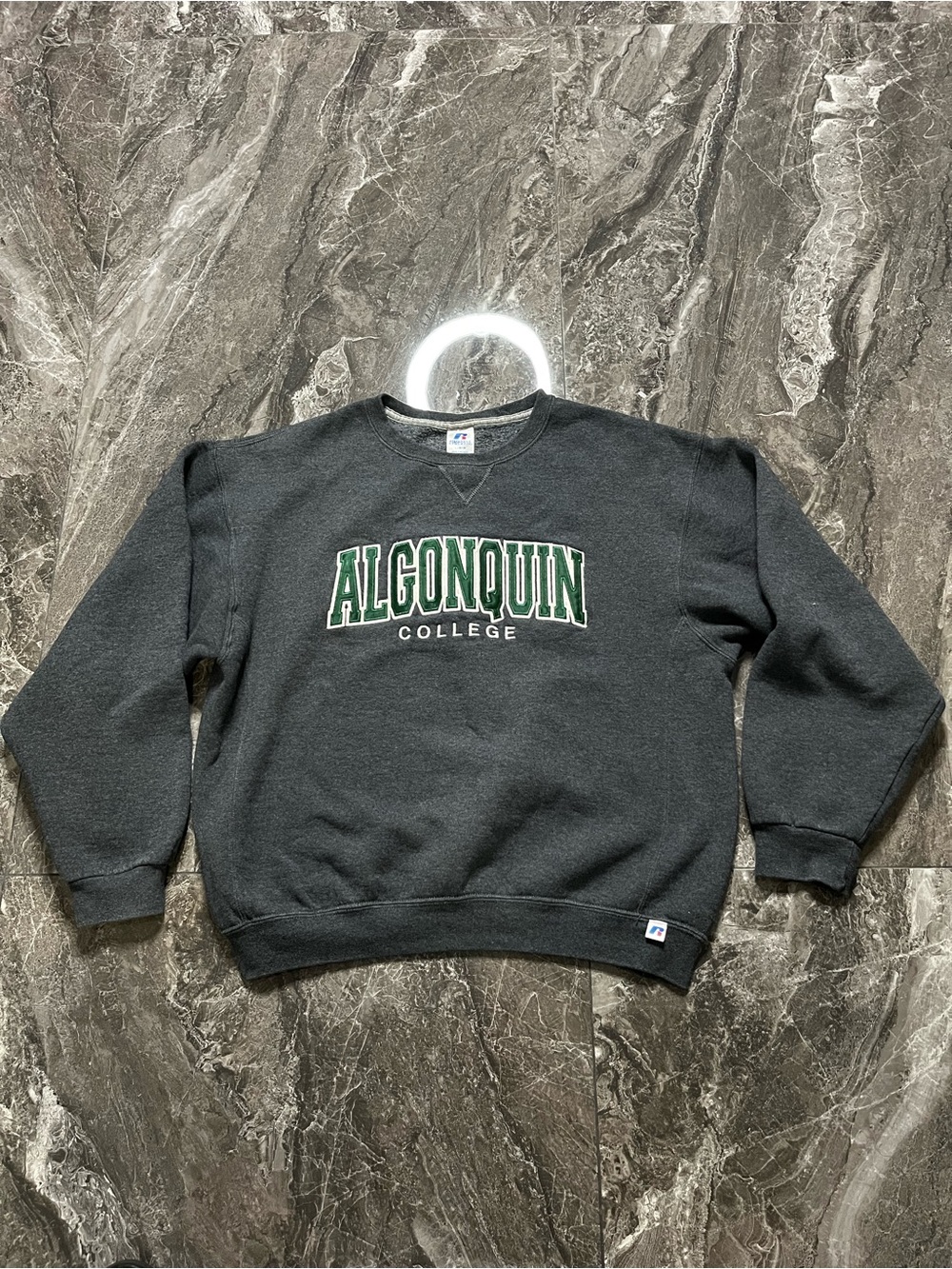 Russell Athletic Algonquin College Crewneck Sweatshirt Grey Mens Size Large L